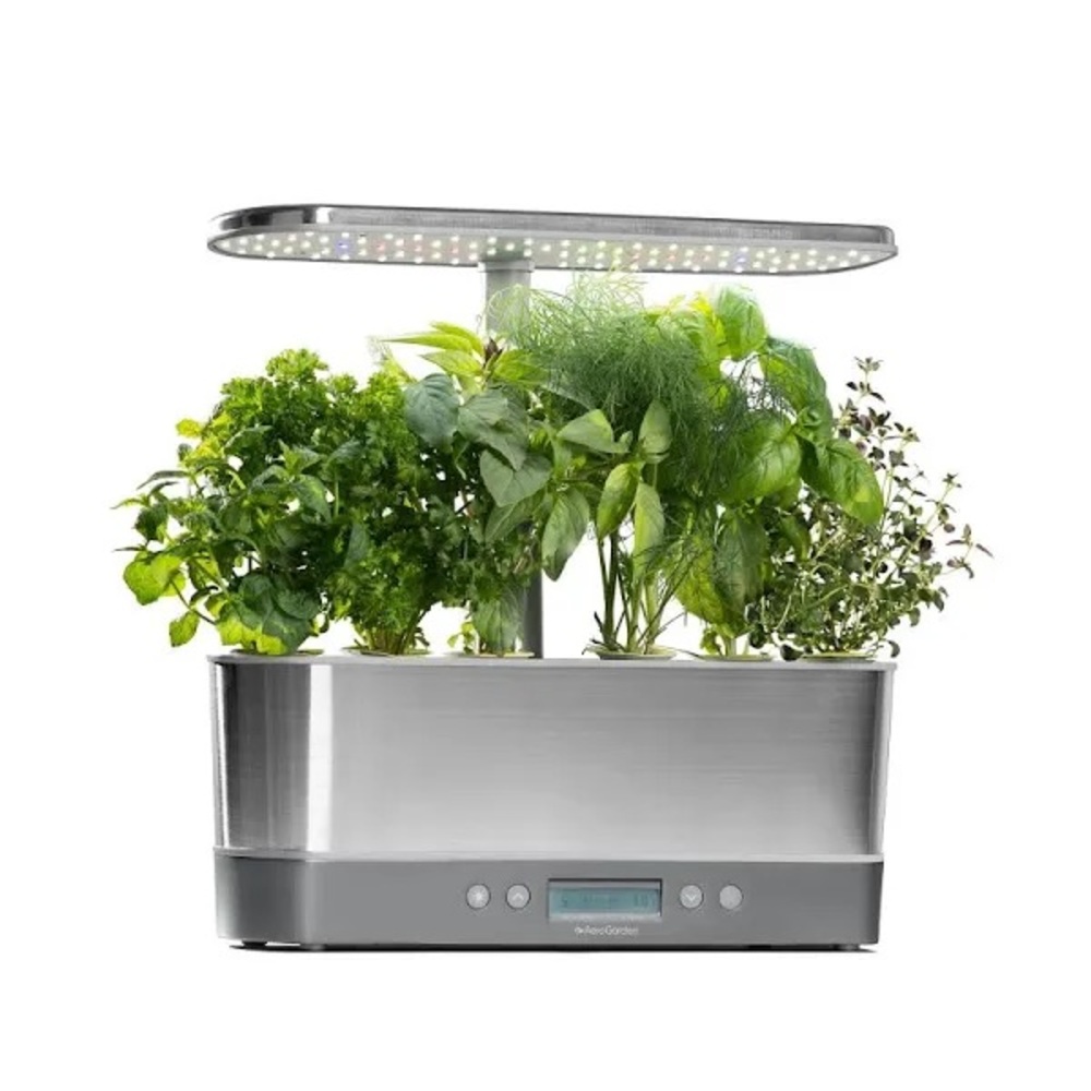Aerogarden Harvest Elite Slim Stainless Steel Indoor Garden with LED Light
